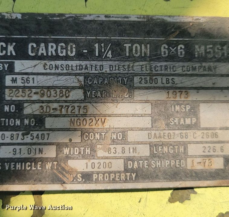 image for item OD9612 1973 Consolidated Diesel Electric M561 fire truck