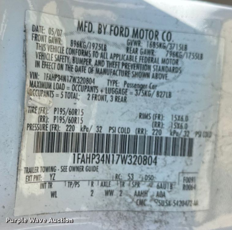image for item OF9813 2007 Ford Focus SE 