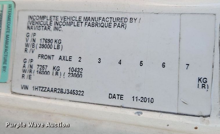 image for item OF9821 2011 International  7300 refuse truck