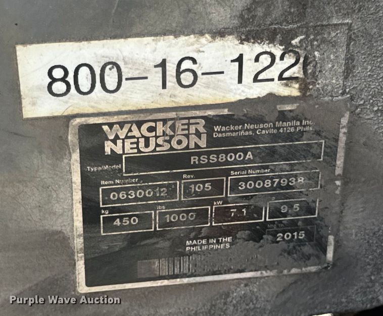 image for item OF9823 2015 Wacker-Neuson RSS800A single drum roller