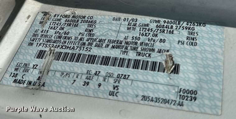 image for item OF9825 2003 Ford E350 Super Duty van with bucket lift