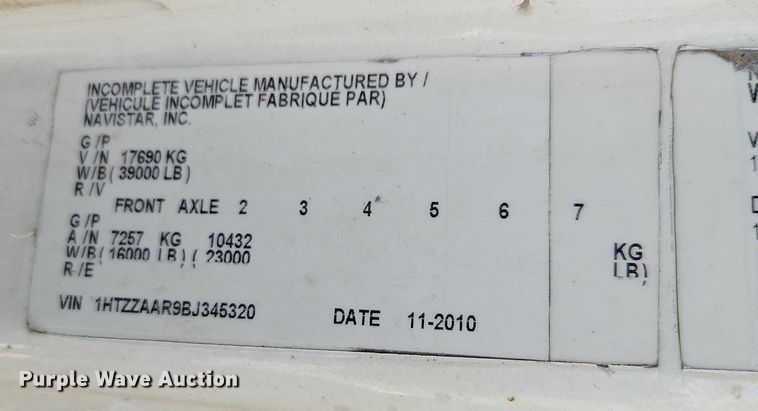 image for item OF9829 2011 International  7300  refuse truck