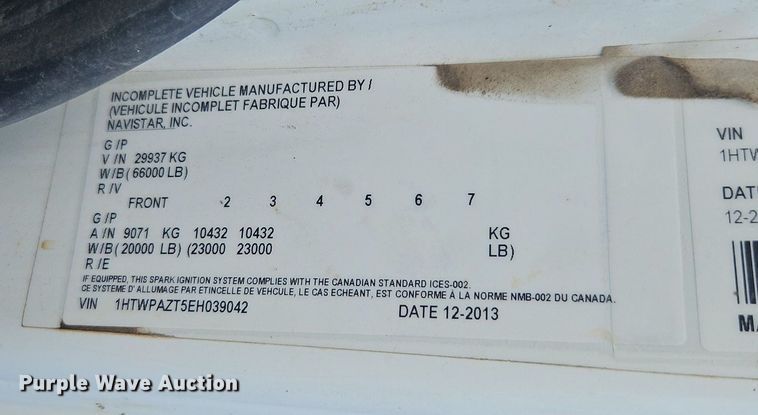 image for item OF9842 2014 International  WorkStar 7500 dump truck