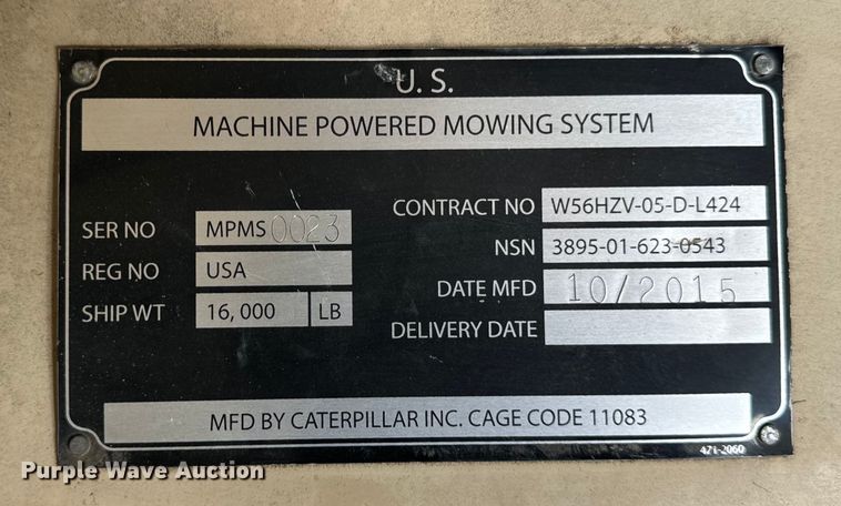 image for item OG9570 2015 Caterpillar  wheel loader mower system