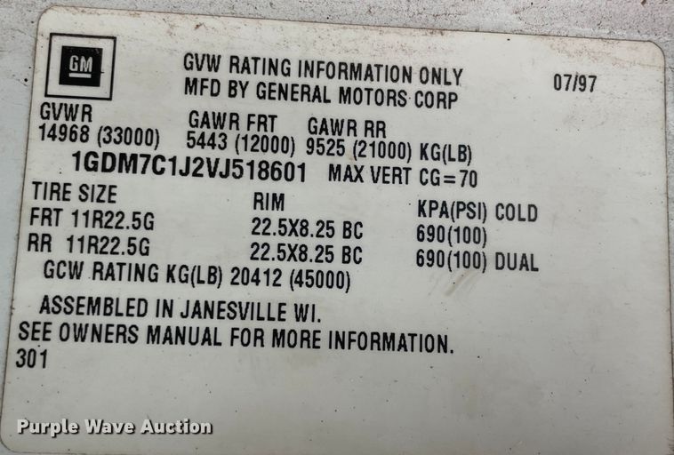 image for item OG9847 1997 GMC  7500 asphalt patch truck