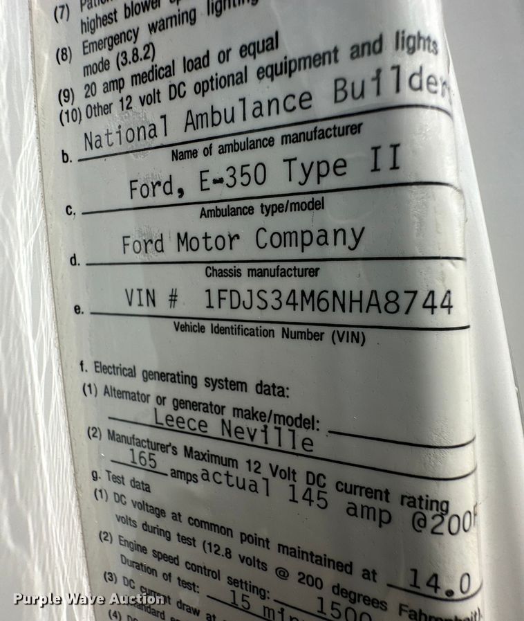 image for item OL9720 1992 Ford Econoline 350 ambulance