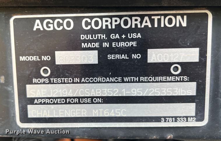 image for item DO2481 2009 Challenger MT645C MFWD tractor