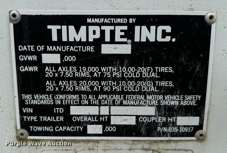 image for item OG9585 1993 Timpte  grain trailer