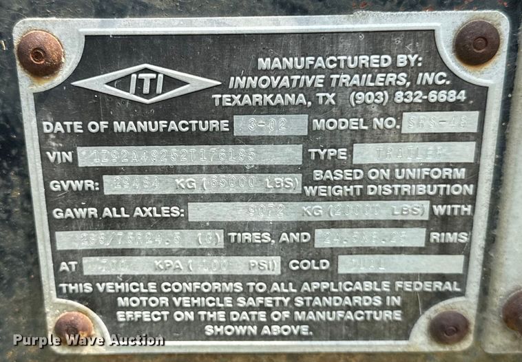 image for item OG9587 2002 ITI SRS-48 walking floor trailer