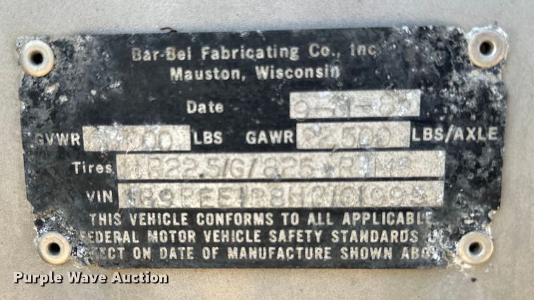 image for item DP8424 1987 Bar-Bel  tank trailer