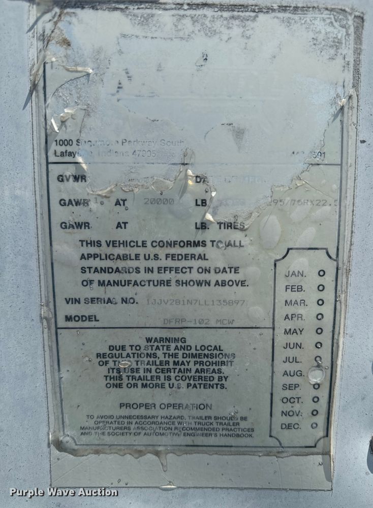 image for item DQ6866 1990 Wabash dry van trailer