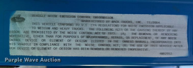 image for item DV5797 2004 Mack  CV713 semi truck