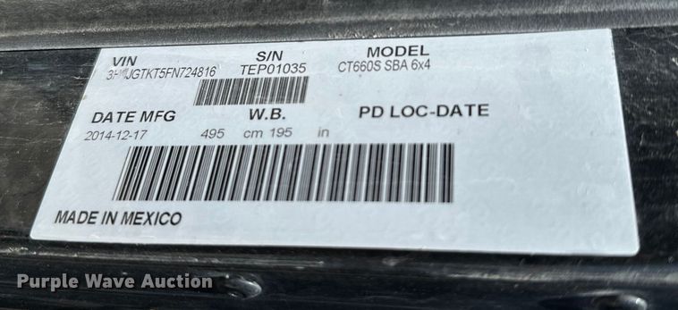 image for item DX3457 2015 Caterpillar  CT660 semi truck