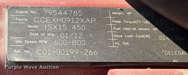 image for item DX3475 2012 Freightliner  Cascadia semi truck