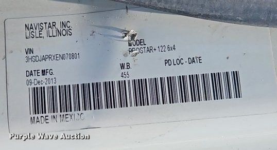 image for item EI3923 2014 International  Pro Star Plus semi truck