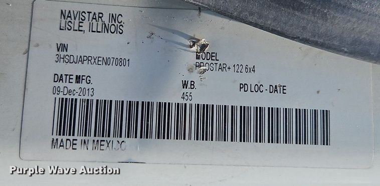 image for item EI3923 2014 International  Pro Star Plus semi truck