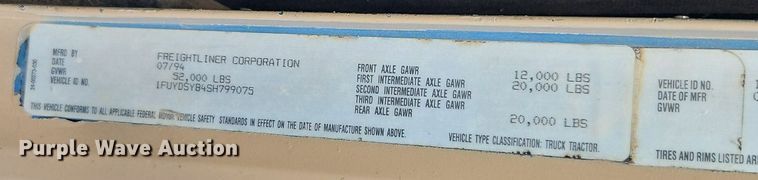 image for item EI3966 1995 Freightliner  FLD120 dump truck