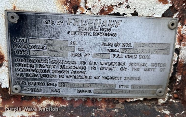 image for item EJ6367 1988 Fruehauf  dry van trailer