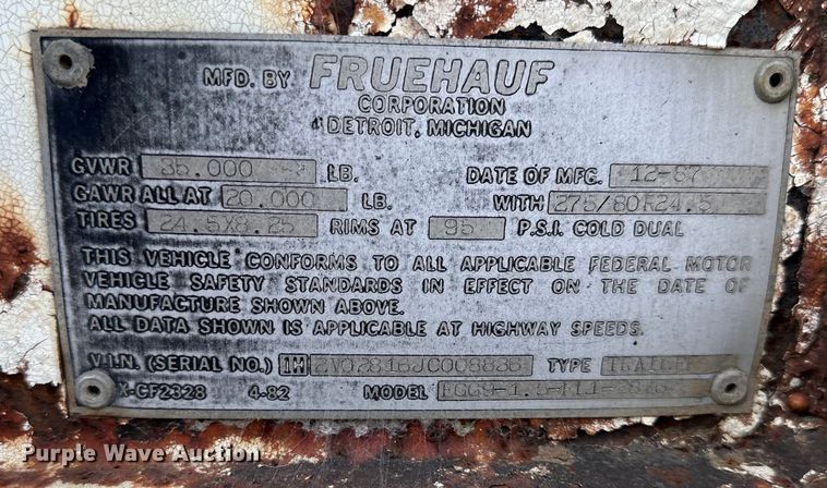 image for item EJ6367 1988 Fruehauf  dry van trailer