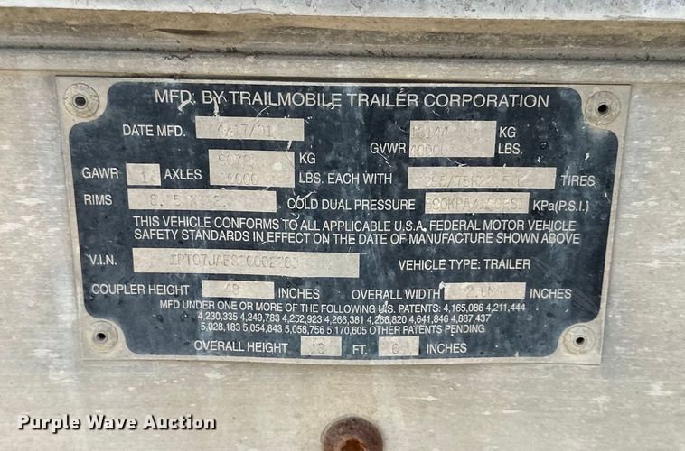 image for item EJ6368 2002 Trailmobile  dry van trailer