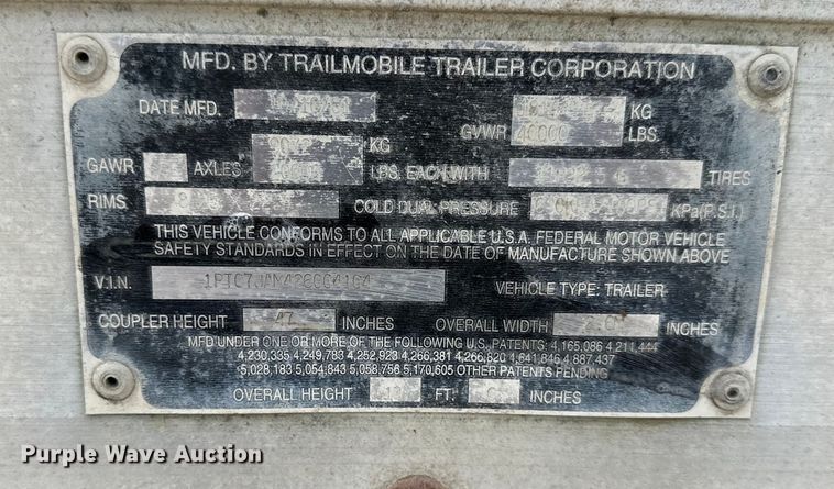 image for item EJ6369 2002 Trailmobile  dry van trailer