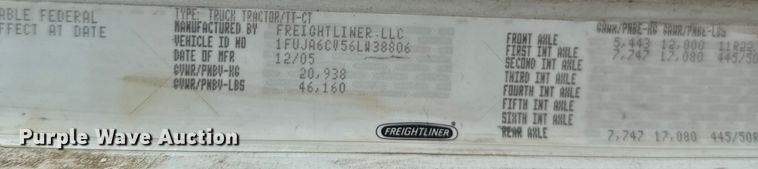 image for item EJ6415 2006 Freightliner  Columbia 120 semi truck