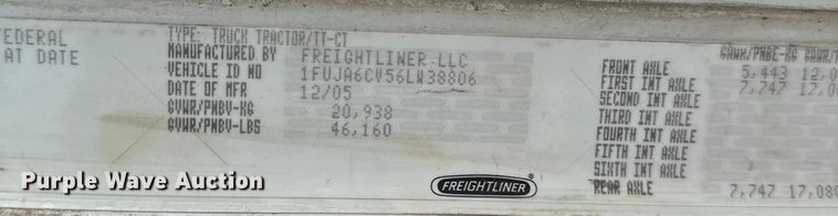 image for item EJ6415 2006 Freightliner  Columbia 120 semi truck