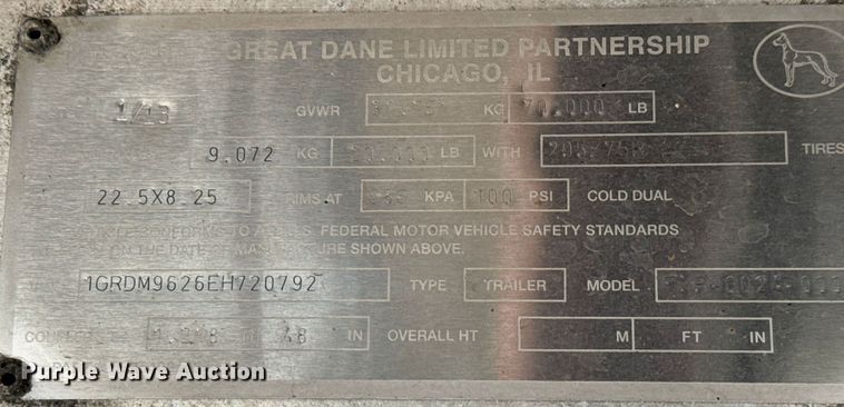 image for item LF9872 2013 Great Dane  FXP-0024-00048  flatbed trailer