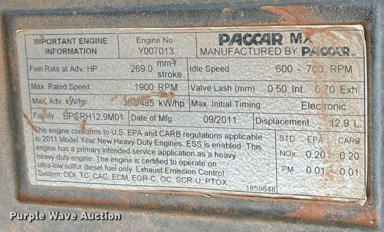 image for item LV9271 2012 Kenworth T800 semi truck