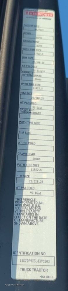 image for item NW9614 2020 Kenworth  T880 semi truck