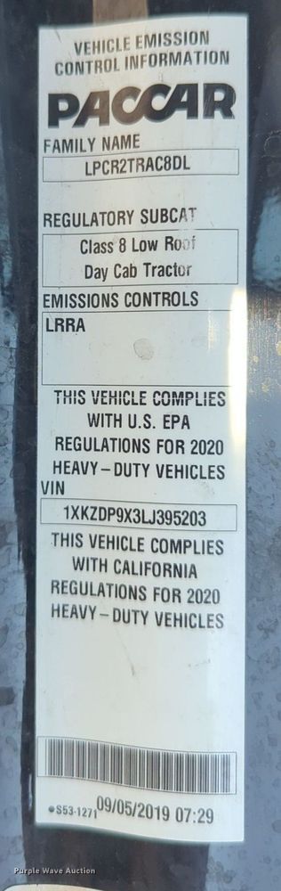 image for item NW9614 2020 Kenworth  T880 semi truck