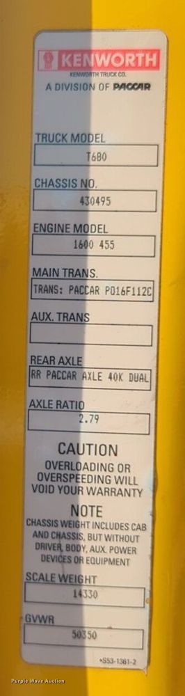 image for item NW9615 2020 Kenworth  T680 semi truck