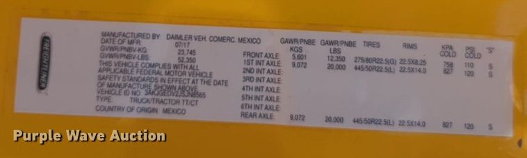 image for item NW9622 2018 Freightliner  Cascadia 125 semi truck