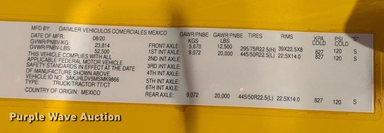 image for item NW9629 2021 Freightliner Cascadia 126 semi truck