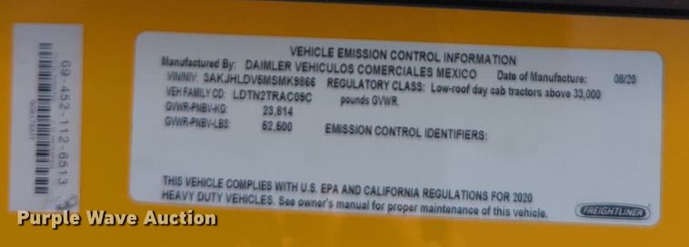 image for item NW9629 2021 Freightliner Cascadia 126 semi truck