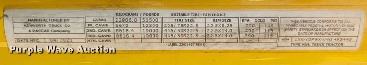 image for item NW9632 2022 Kenworth T680 semi truck