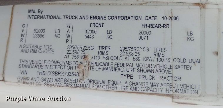 image for item NY9315 2007 International  8600 water truck