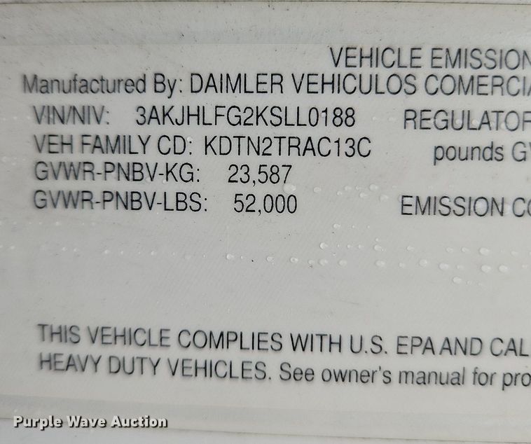 image for item OK9967 2019 Freightliner  Cascadia  semi truck