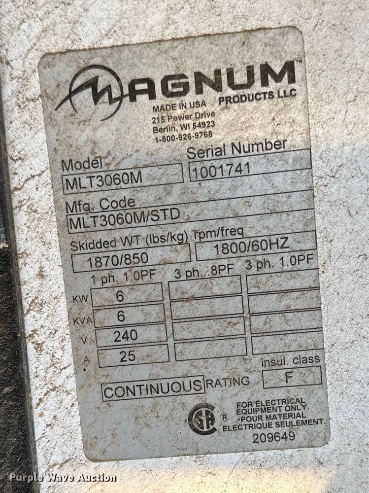 image for item DR0961 2010 Magnum MLT3060M light plant
