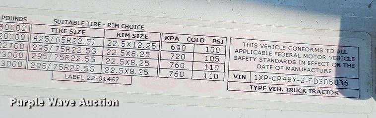 image for item DS4645 2015 Peterbilt 567 semi truck