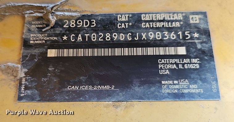 image for item DS4650 2020 Caterpillar 289D3 tracked skid steer loader