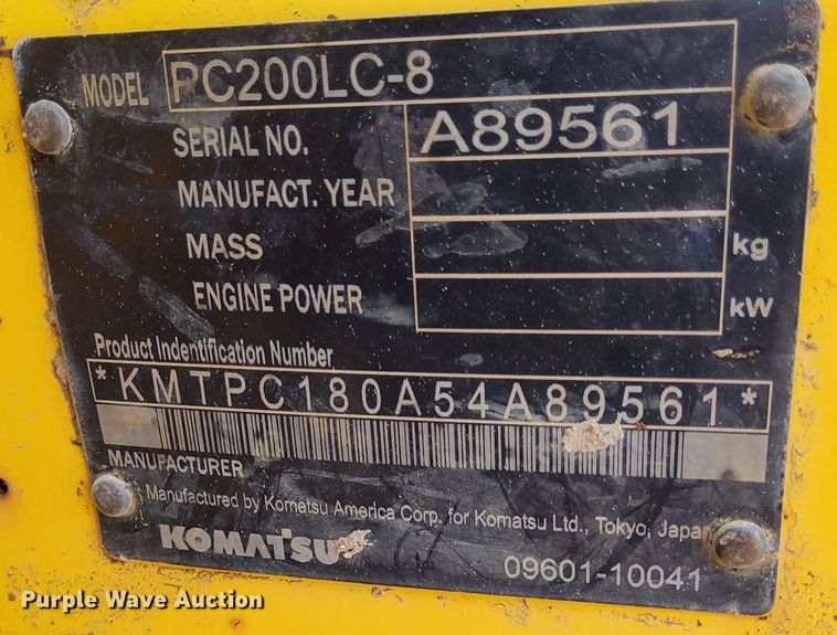 image for item LF9858 2010 Komatsu PC200 LC-8 excavator