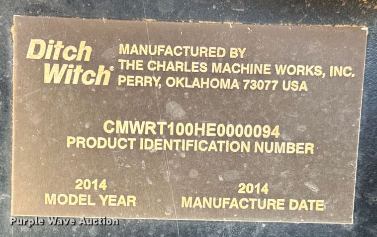 image for item MU9963 2014 Ditch Witch RT100 trencher