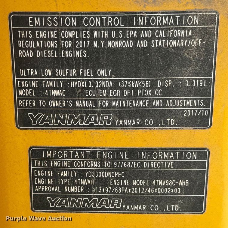 image for item MU9995 2018 John Deere  60G mini excavator