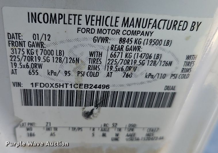 image for item DK0668 2012 Ford F550 Super Duty XL SuperCab flatbed truck