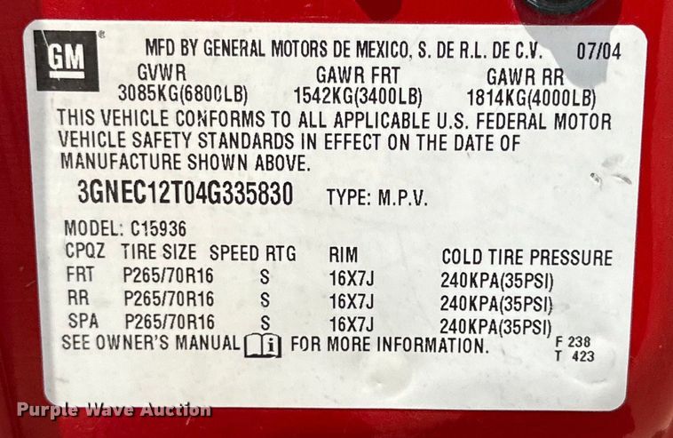 image for item DK6936 2004 Chevrolet  Avalanche Crew Cab pickup truck