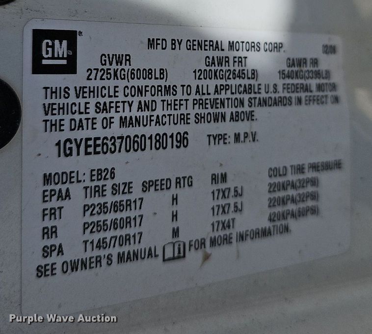 image for item DM1587 2006 Cadillac  SRX SUV