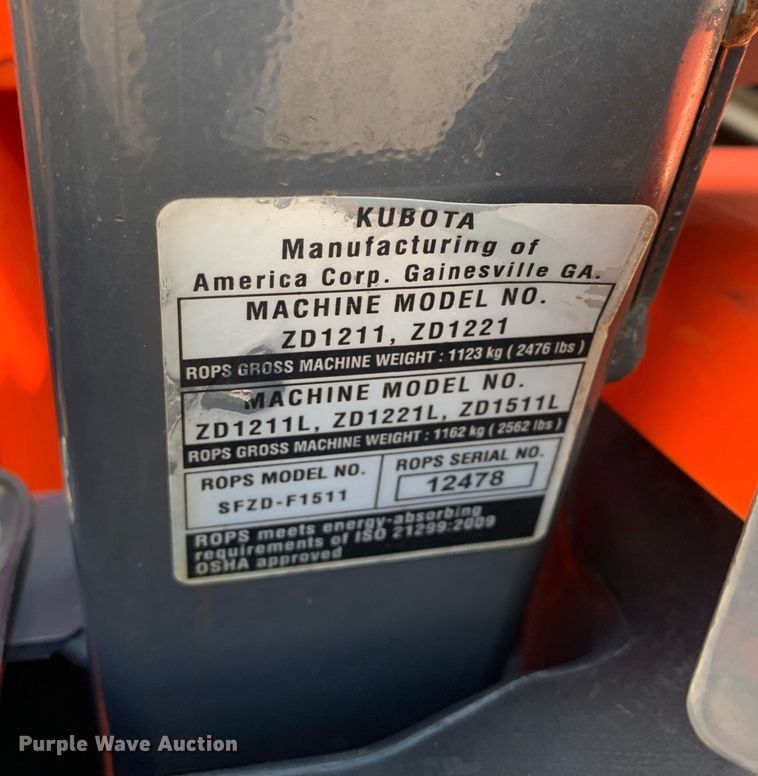 image for item DM7947 Kubota  ZD1511LF ZTR lawn mower