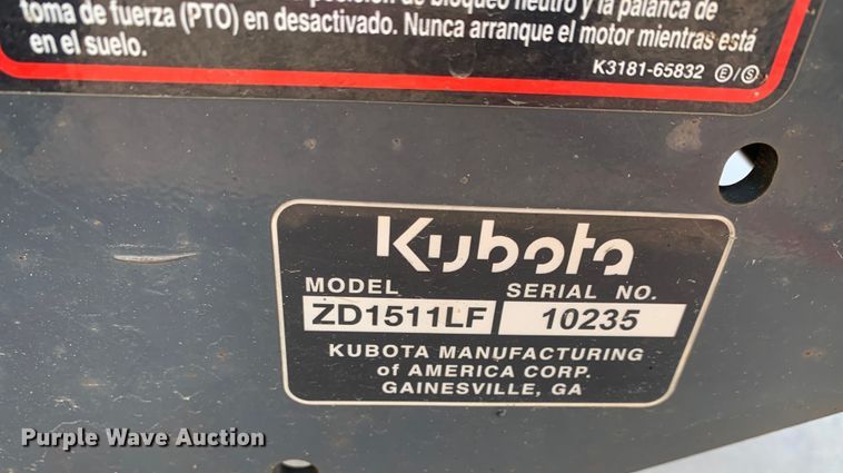 image for item DM7947 Kubota  ZD1511LF ZTR lawn mower