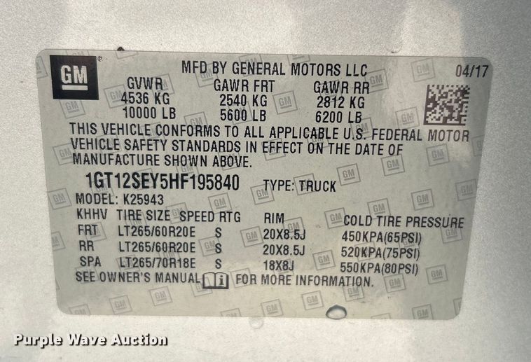 image for item DO6614 2017 GMC Sierra 2500HD Crew Cab pickup truck